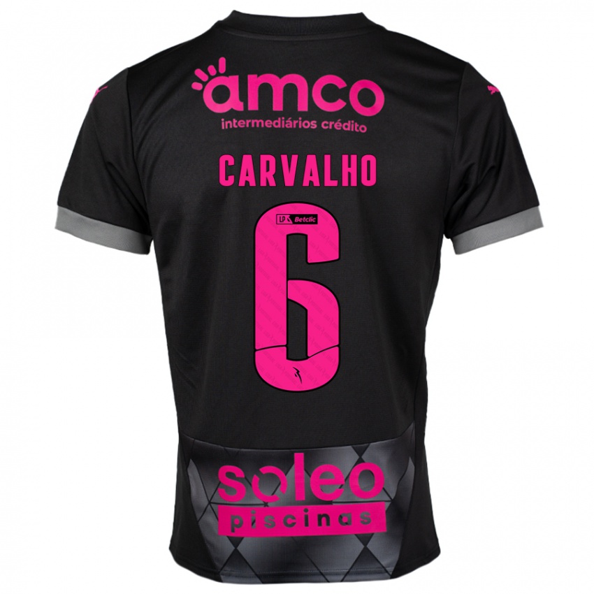 Niño Camiseta Vitor Carvalho #6 Negro Rosa 2ª Equipación 2024/25 La Camisa