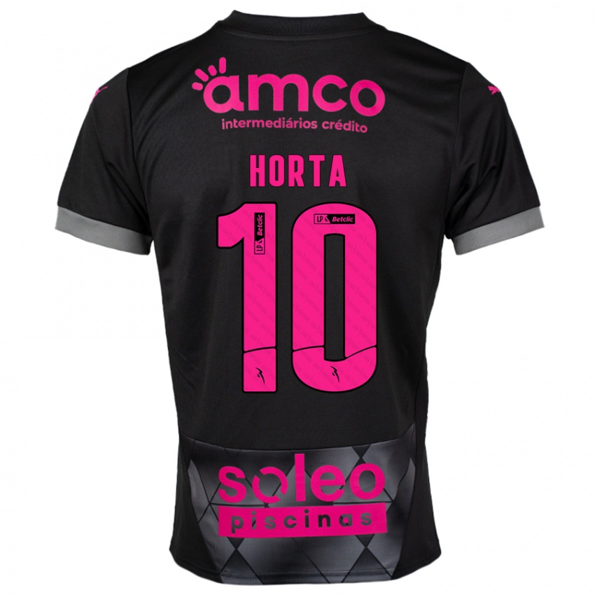 Niño Camiseta André Horta #10 Negro Rosa 2ª Equipación 2024/25 La Camisa