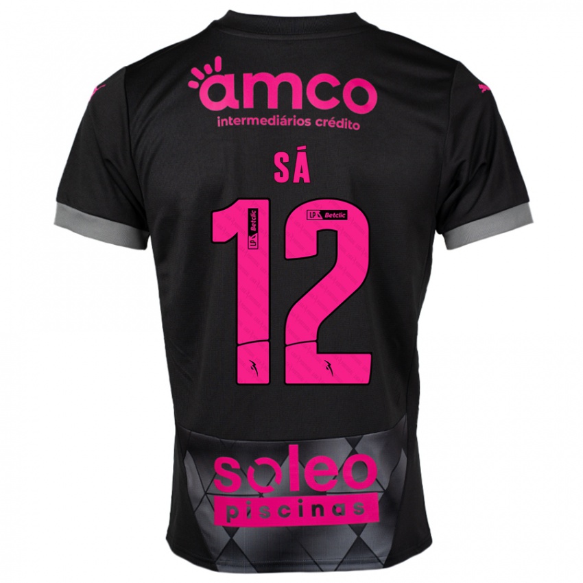 Niño Camiseta Tiago Sá #12 Negro Rosa 2ª Equipación 2024/25 La Camisa