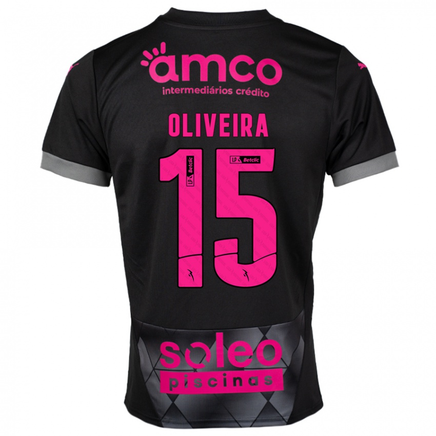 Niño Camiseta Paulo Oliveira #15 Negro Rosa 2ª Equipación 2024/25 La Camisa