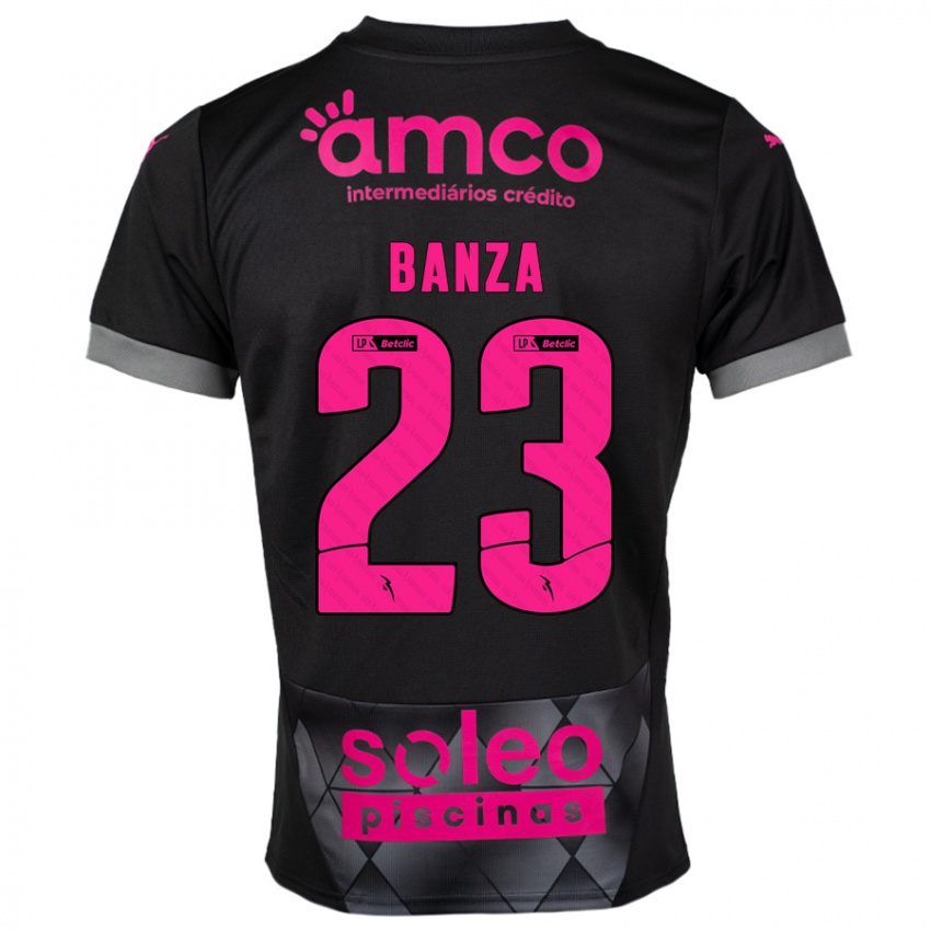 Niño Camiseta Simon Banza #23 Negro Rosa 2ª Equipación 2024/25 La Camisa