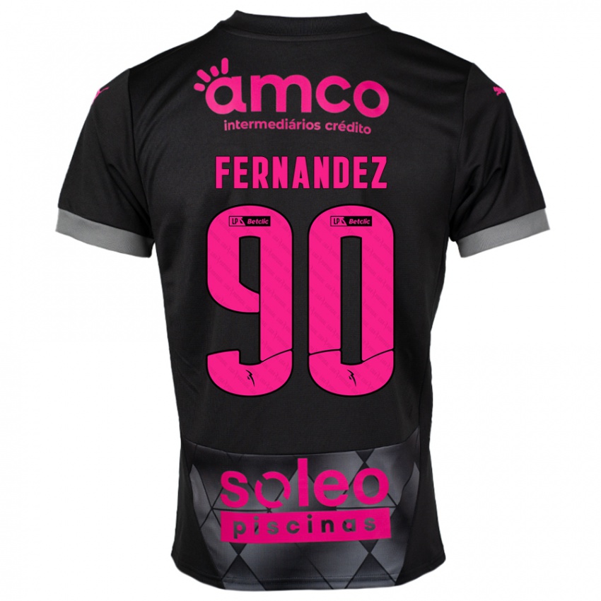 Niño Camiseta Roberto Fernández #90 Negro Rosa 2ª Equipación 2024/25 La Camisa