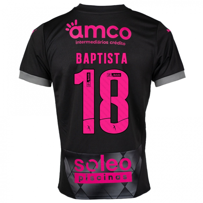 Niño Camiseta Tiago Baptista #18 Negro Rosa 2ª Equipación 2024/25 La Camisa