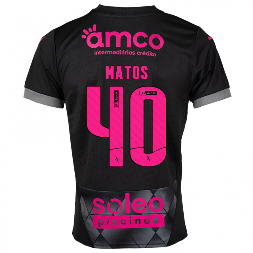 Niño Camiseta João Matos #40 Negro Rosa 2ª Equipación 2024/25 La Camisa