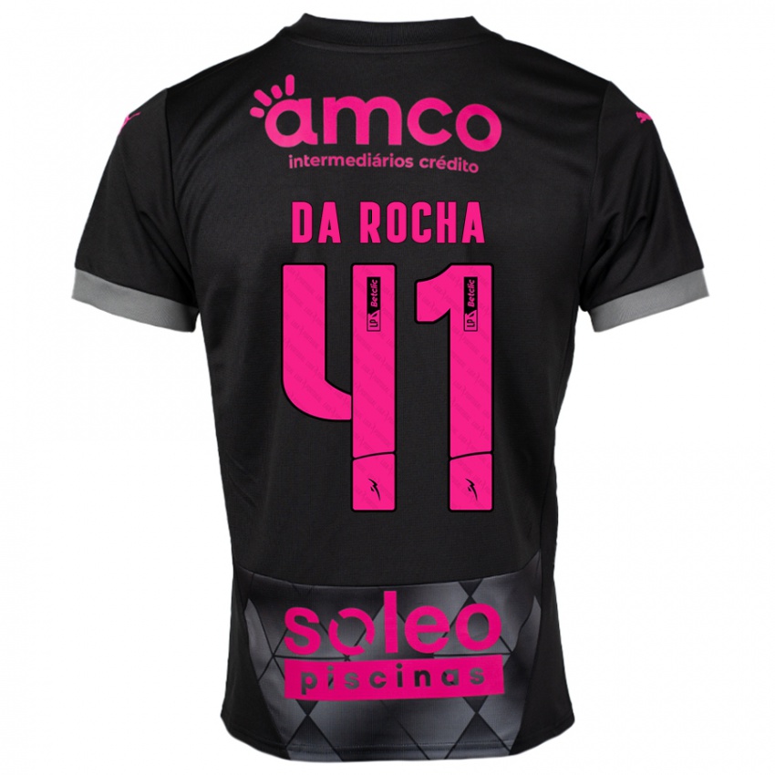 Niño Camiseta Yanis Da Rocha #41 Negro Rosa 2ª Equipación 2024/25 La Camisa