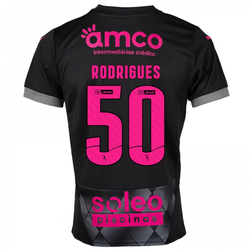 Niño Camiseta Diego Rodrigues #50 Negro Rosa 2ª Equipación 2024/25 La Camisa