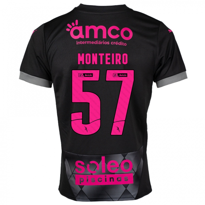 Niño Camiseta Jordan Monteiro #57 Negro Rosa 2ª Equipación 2024/25 La Camisa