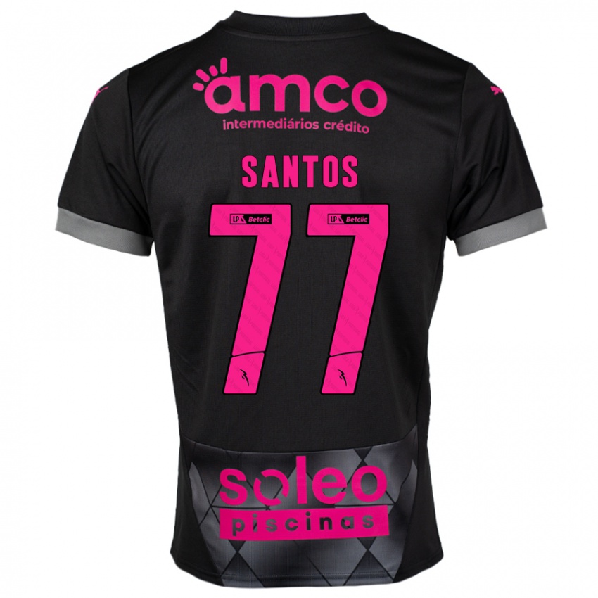 Niño Camiseta Edu Santos #77 Negro Rosa 2ª Equipación 2024/25 La Camisa