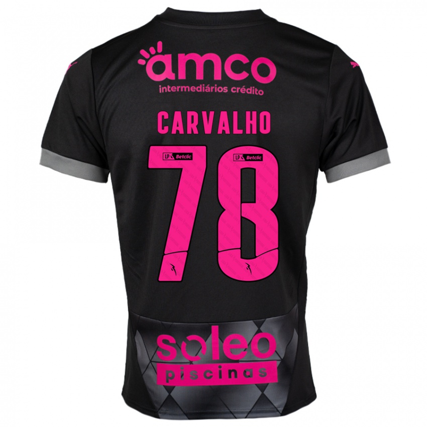 Niño Camiseta João Carvalho #78 Negro Rosa 2ª Equipación 2024/25 La Camisa