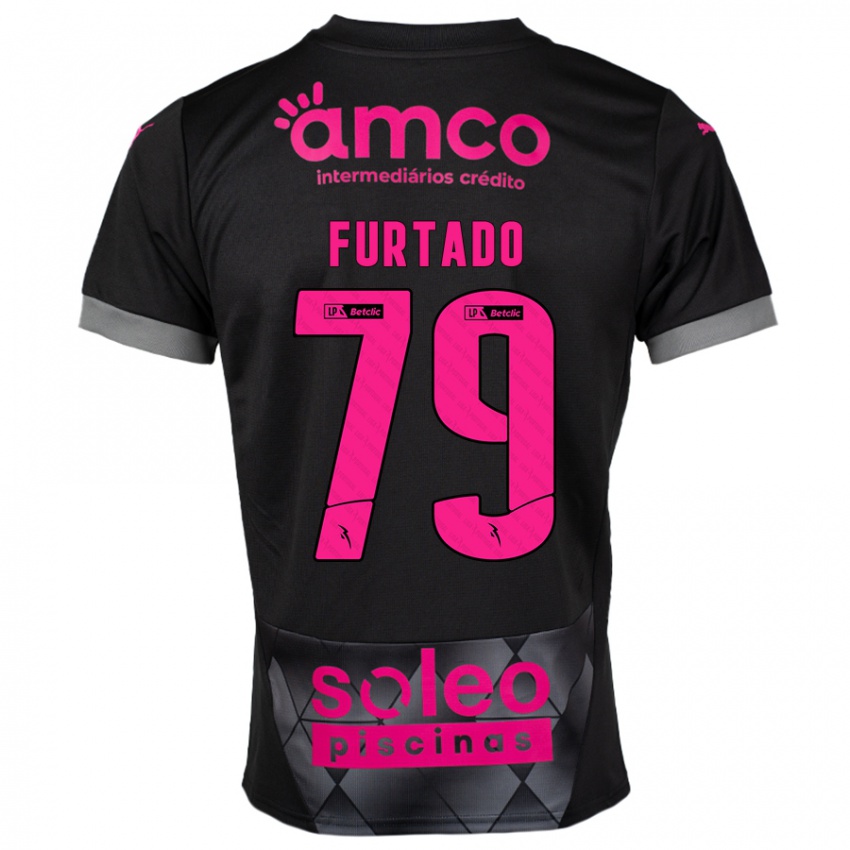 Niño Camiseta Rúben Furtado #79 Negro Rosa 2ª Equipación 2024/25 La Camisa