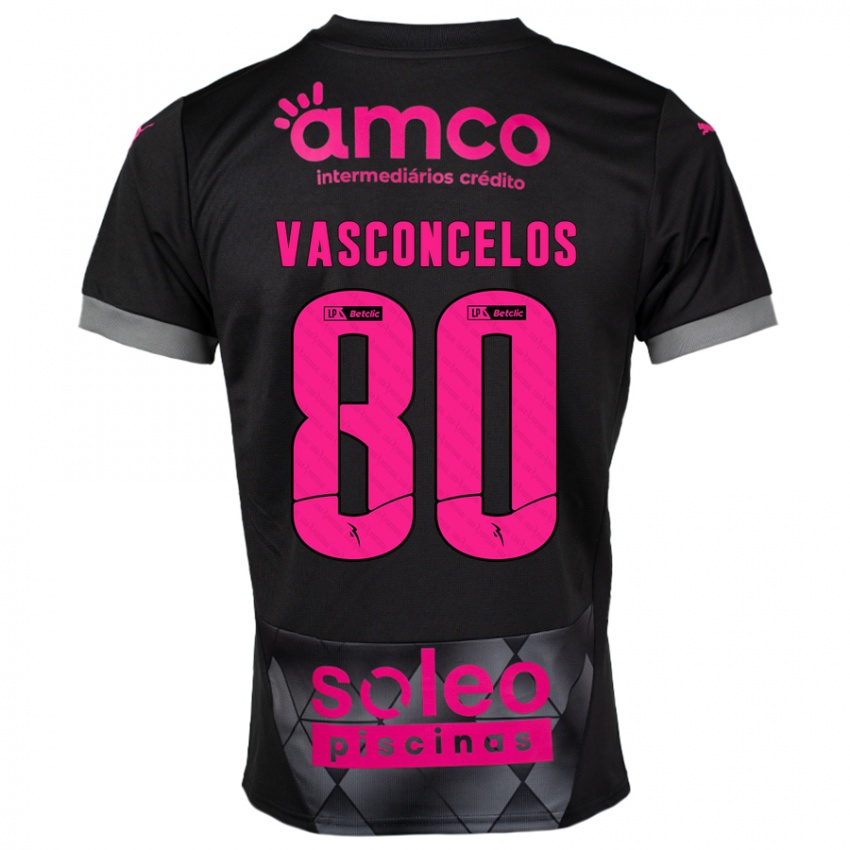 Niño Camiseta Vasconcelos #80 Negro Rosa 2ª Equipación 2024/25 La Camisa