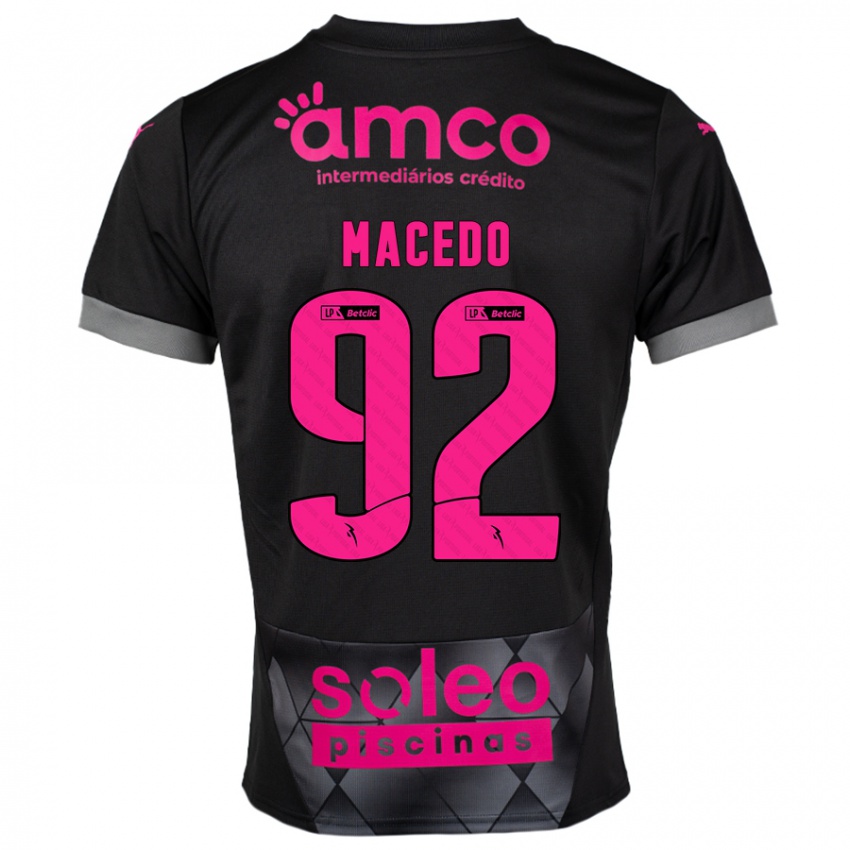 Niño Camiseta Rodrigo Macedo #92 Negro Rosa 2ª Equipación 2024/25 La Camisa