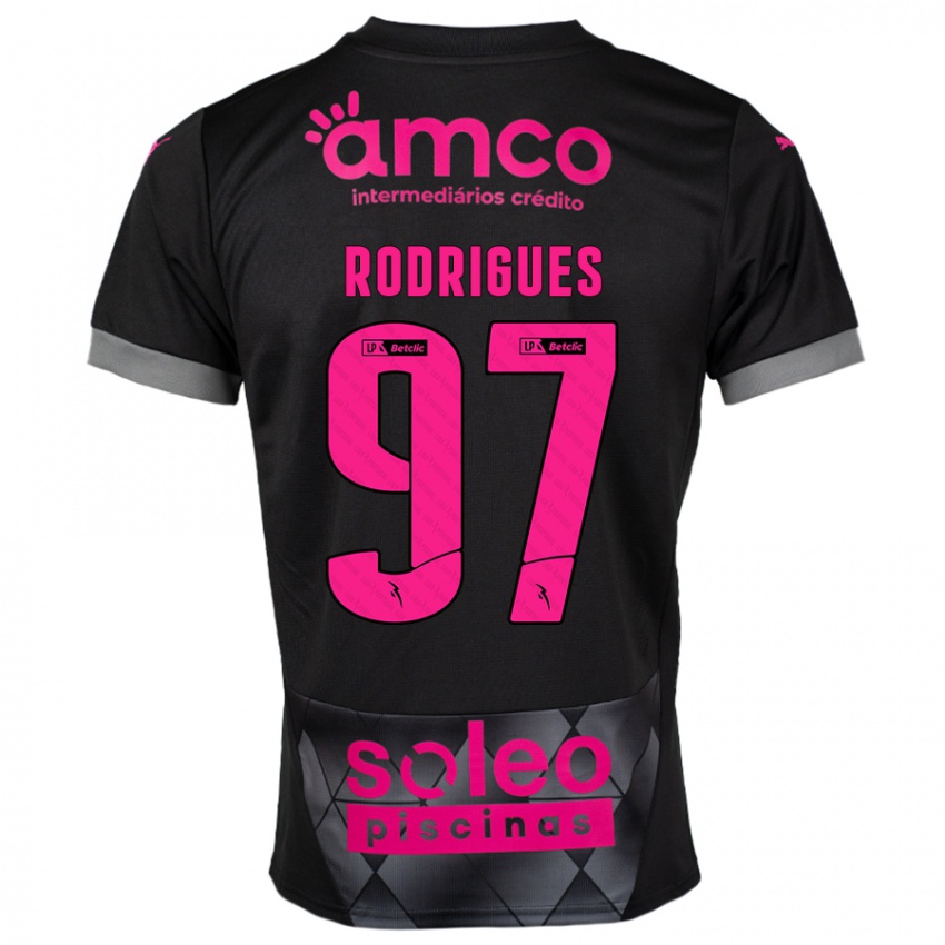 Niño Camiseta Dinis Rodrigues #97 Negro Rosa 2ª Equipación 2024/25 La Camisa