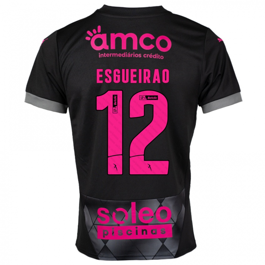 Niño Camiseta Íris Esgueirão #12 Negro Rosa 2ª Equipación 2024/25 La Camisa