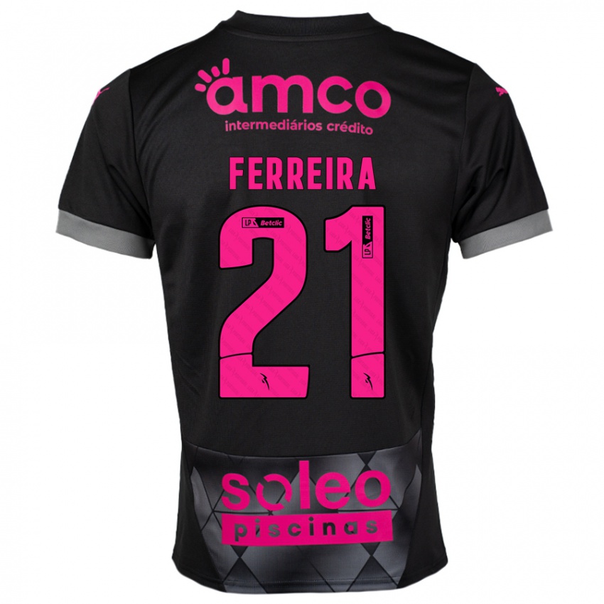 Niño Camiseta Ana Carolina Ferreira #21 Negro Rosa 2ª Equipación 2024/25 La Camisa