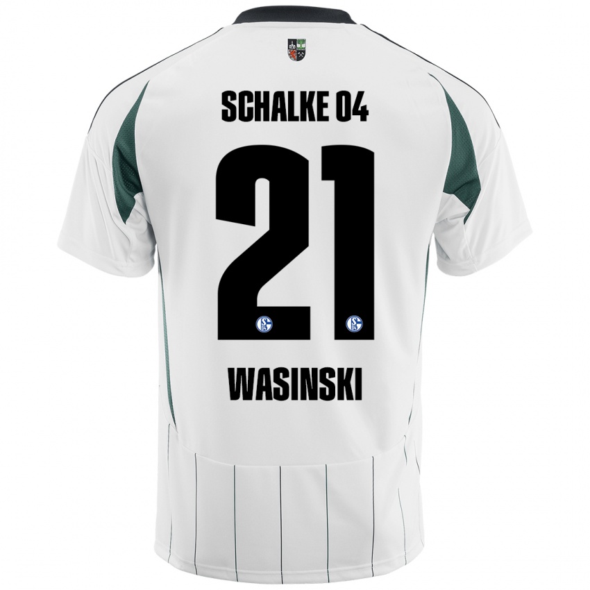 Niño Camiseta Martin Wasinski #21 Blanco Verde 2ª Equipación 2024/25 La Camisa