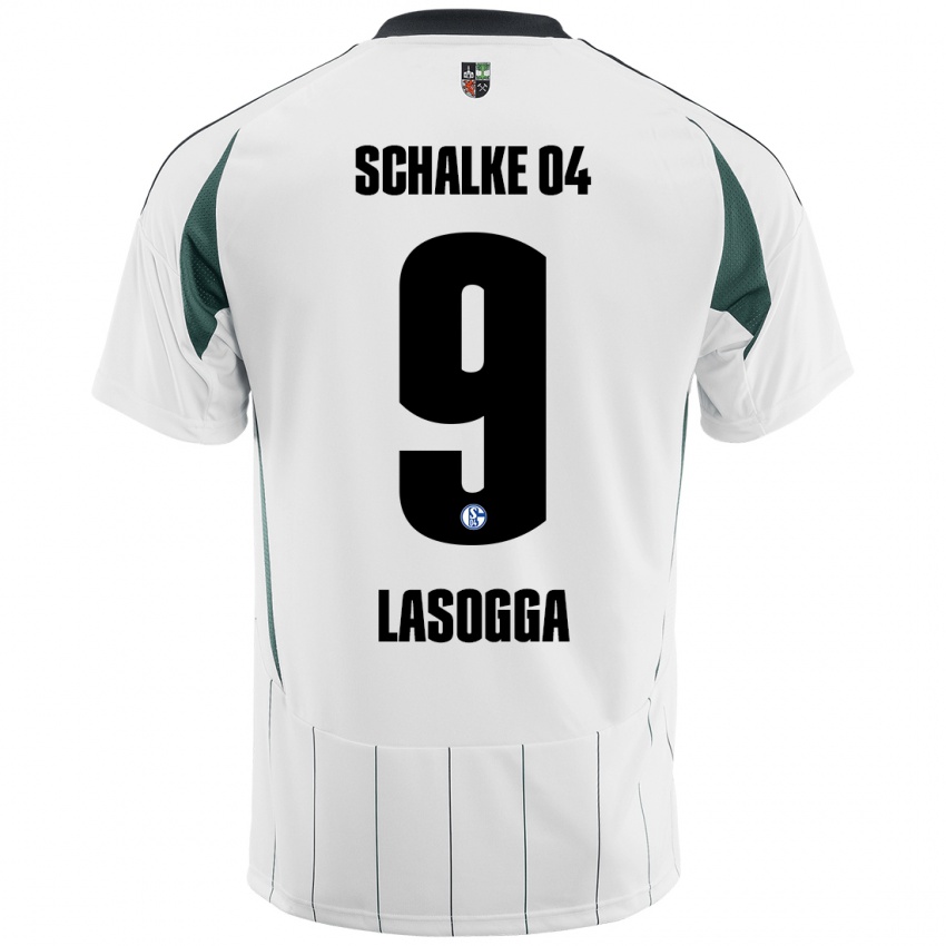 Niño Camiseta Pierre-Michel Lasogga #9 Blanco Verde 2ª Equipación 2024/25 La Camisa