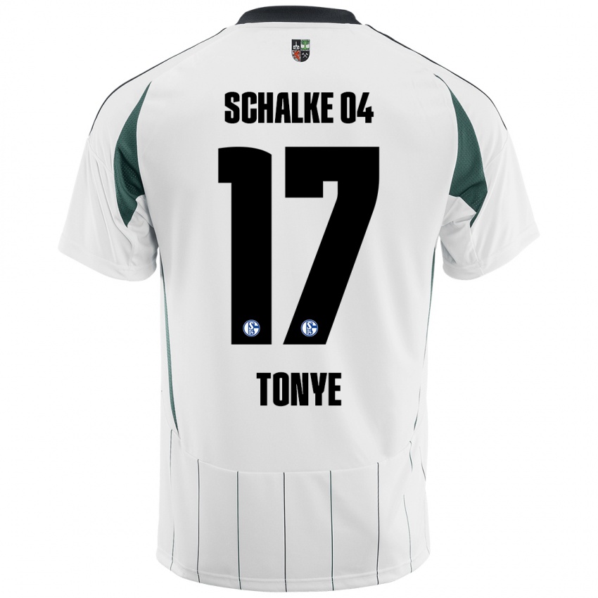 Niño Camiseta Yannick Tonye #17 Blanco Verde 2ª Equipación 2024/25 La Camisa