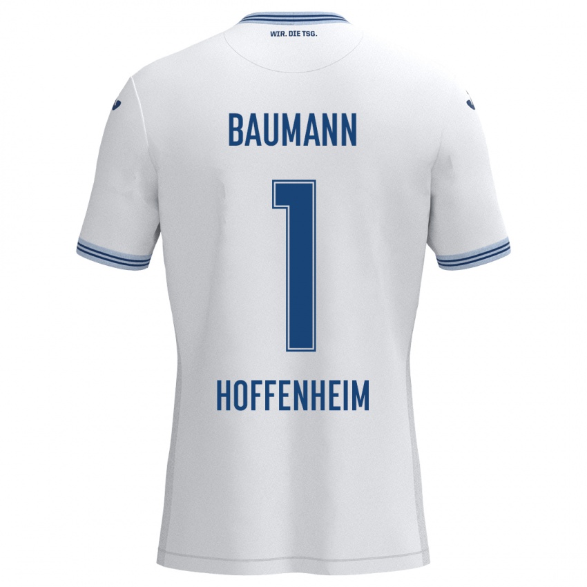 Niño Camiseta Oliver Baumann #1 Blanco Azul 2ª Equipación 2024/25 La Camisa