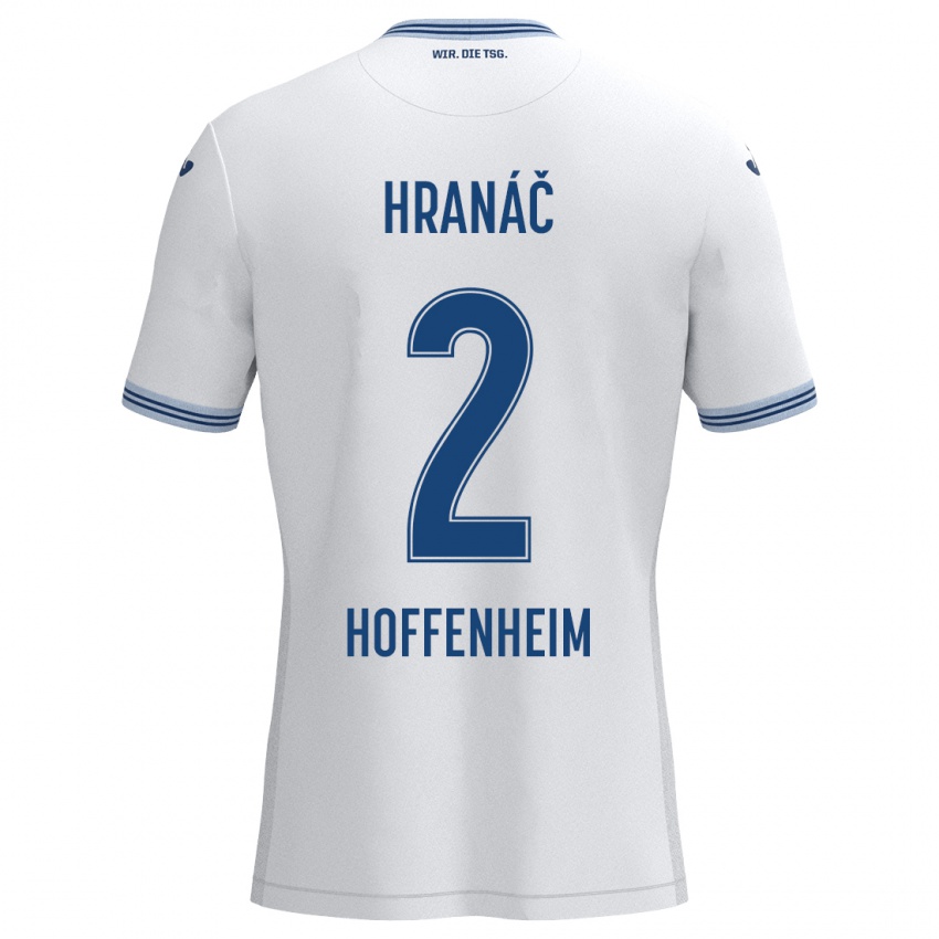 Niño Camiseta Robin Hranac #2 Blanco Azul 2ª Equipación 2024/25 La Camisa