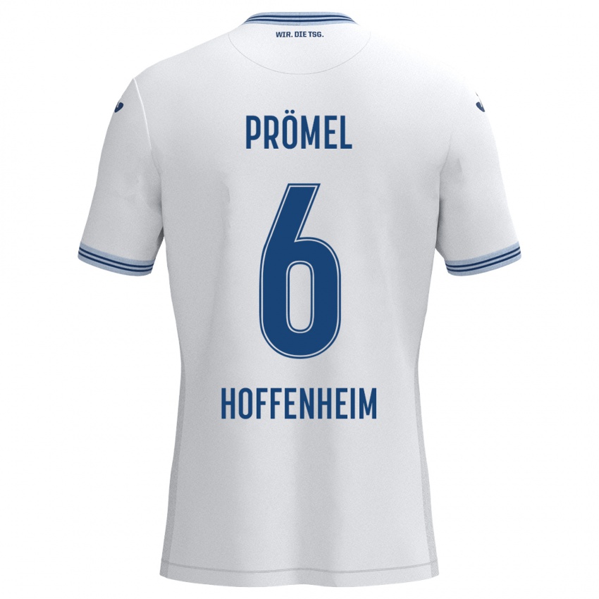 Niño Camiseta Grischa Prömel #6 Blanco Azul 2ª Equipación 2024/25 La Camisa