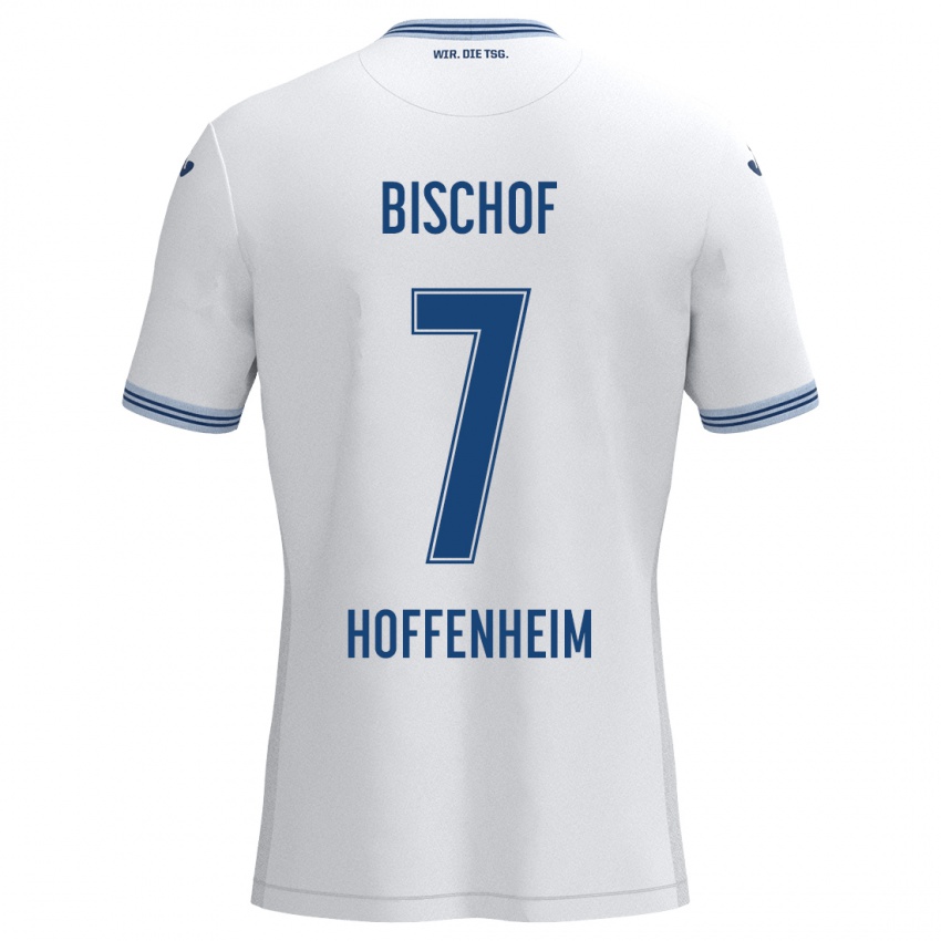 Niño Camiseta Tom Bischof #7 Blanco Azul 2ª Equipación 2024/25 La Camisa