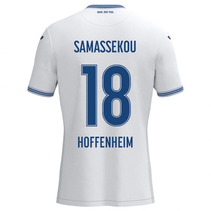 Niño Camiseta Diadié Samassékou #18 Blanco Azul 2ª Equipación 2024/25 La Camisa