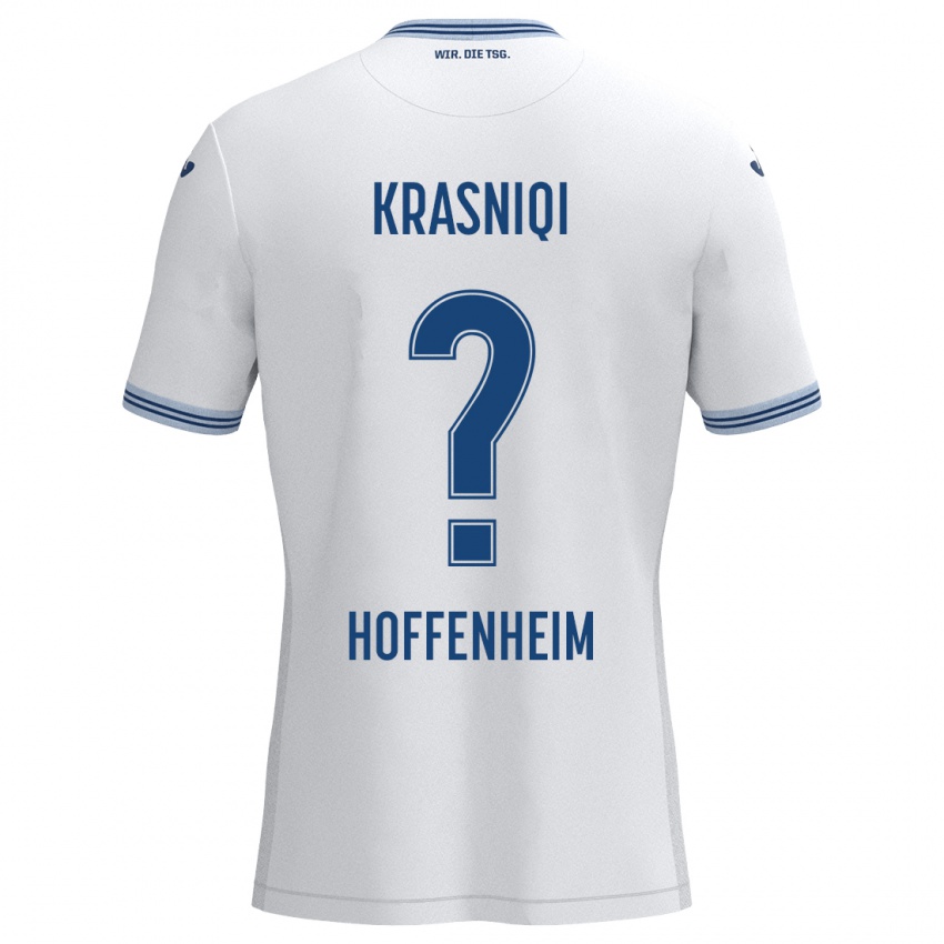 Niño Camiseta Leonard Krasniqi #0 Blanco Azul 2ª Equipación 2024/25 La Camisa