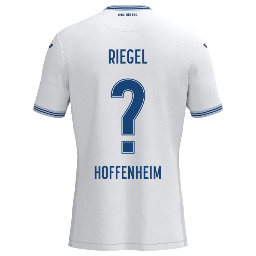 Niño Camiseta Adrian Riegel #0 Blanco Azul 2ª Equipación 2024/25 La Camisa