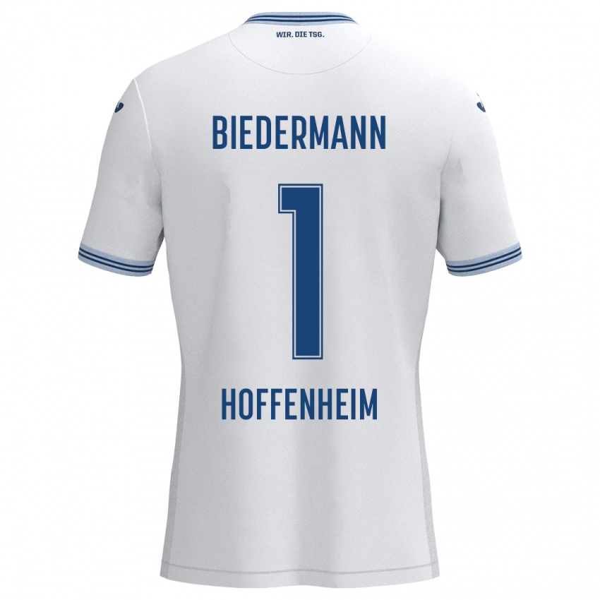 Niño Camiseta Nico Biedermann #1 Blanco Azul 2ª Equipación 2024/25 La Camisa