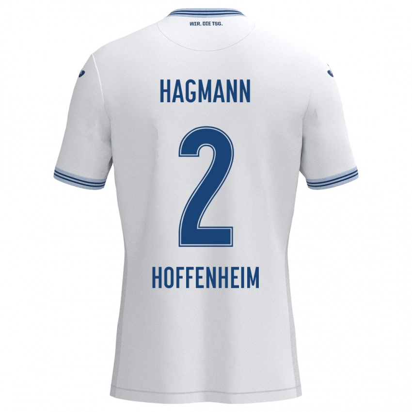 Niño Camiseta Felix Hagmann #2 Blanco Azul 2ª Equipación 2024/25 La Camisa