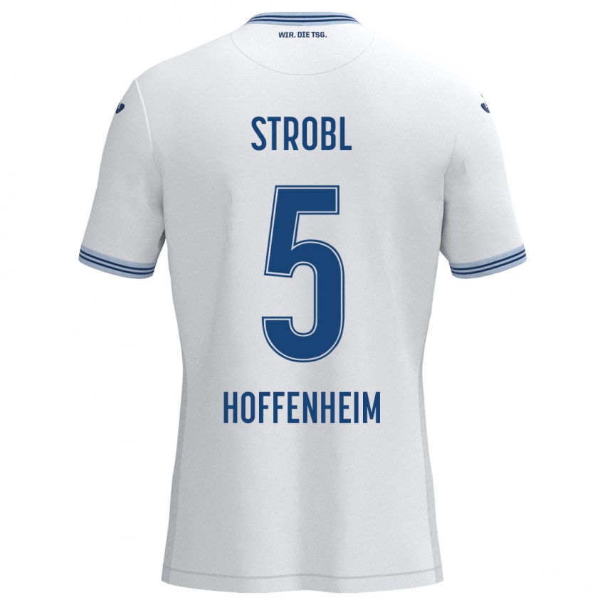 Niño Camiseta Lars Strobl #5 Blanco Azul 2ª Equipación 2024/25 La Camisa