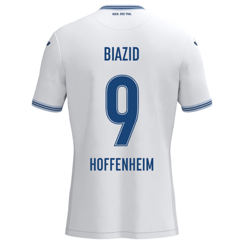 Niño Camiseta Zain Biazid #9 Blanco Azul 2ª Equipación 2024/25 La Camisa