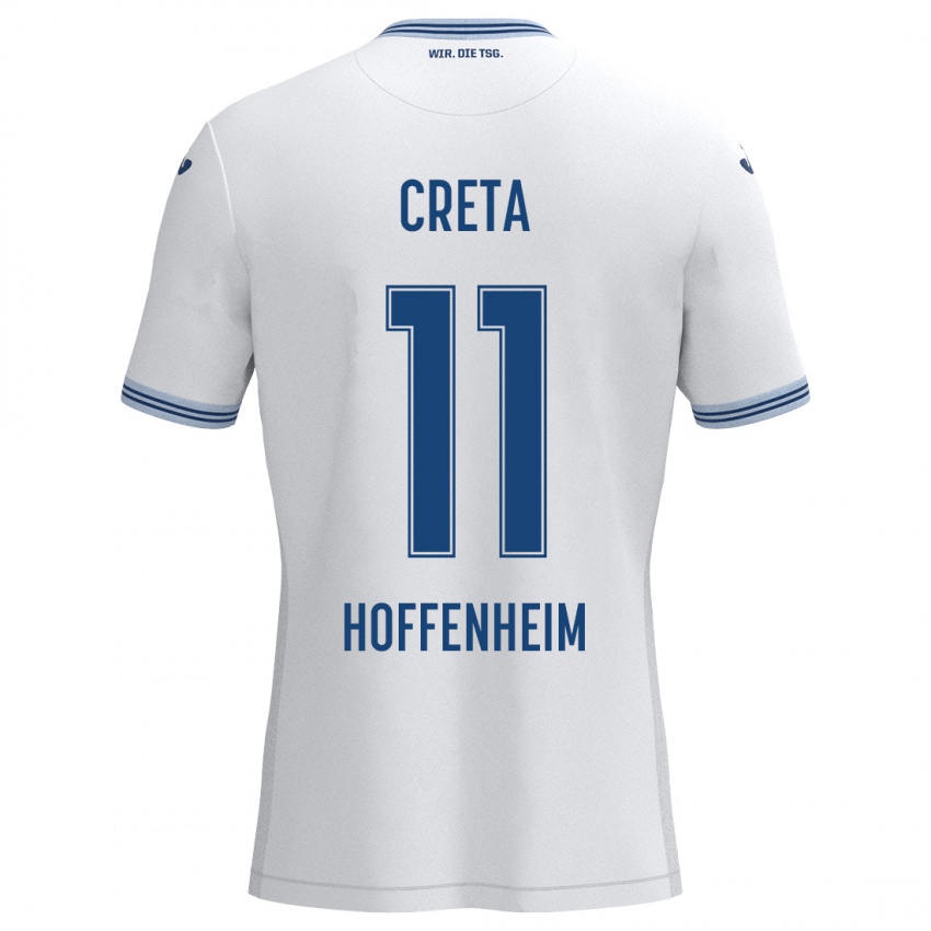 Niño Camiseta David Creța #11 Blanco Azul 2ª Equipación 2024/25 La Camisa