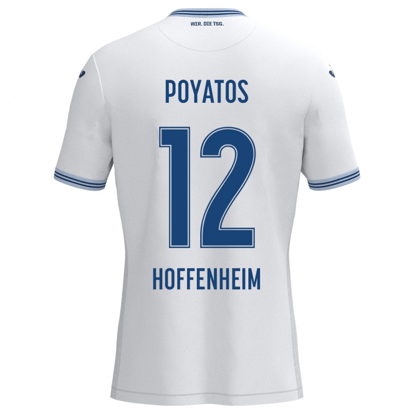 Niño Camiseta Miguel Poyatos #12 Blanco Azul 2ª Equipación 2024/25 La Camisa