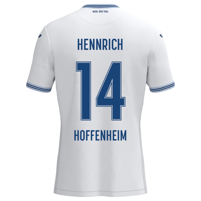 Niño Camiseta Paul Hennrich #14 Blanco Azul 2ª Equipación 2024/25 La Camisa