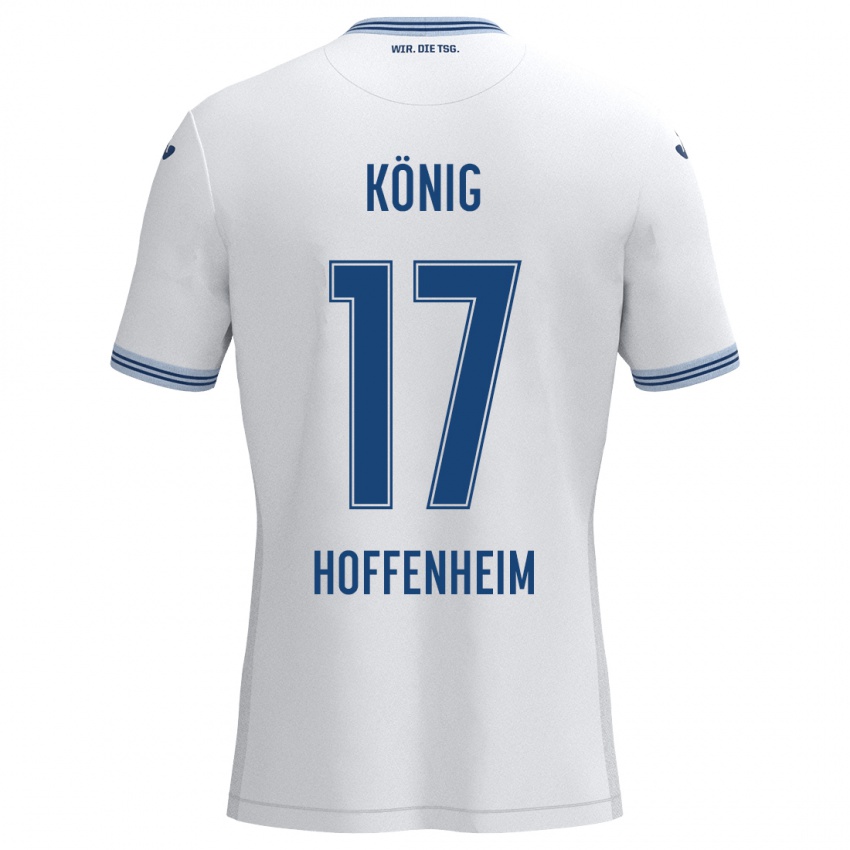 Niño Camiseta Noah König #17 Blanco Azul 2ª Equipación 2024/25 La Camisa