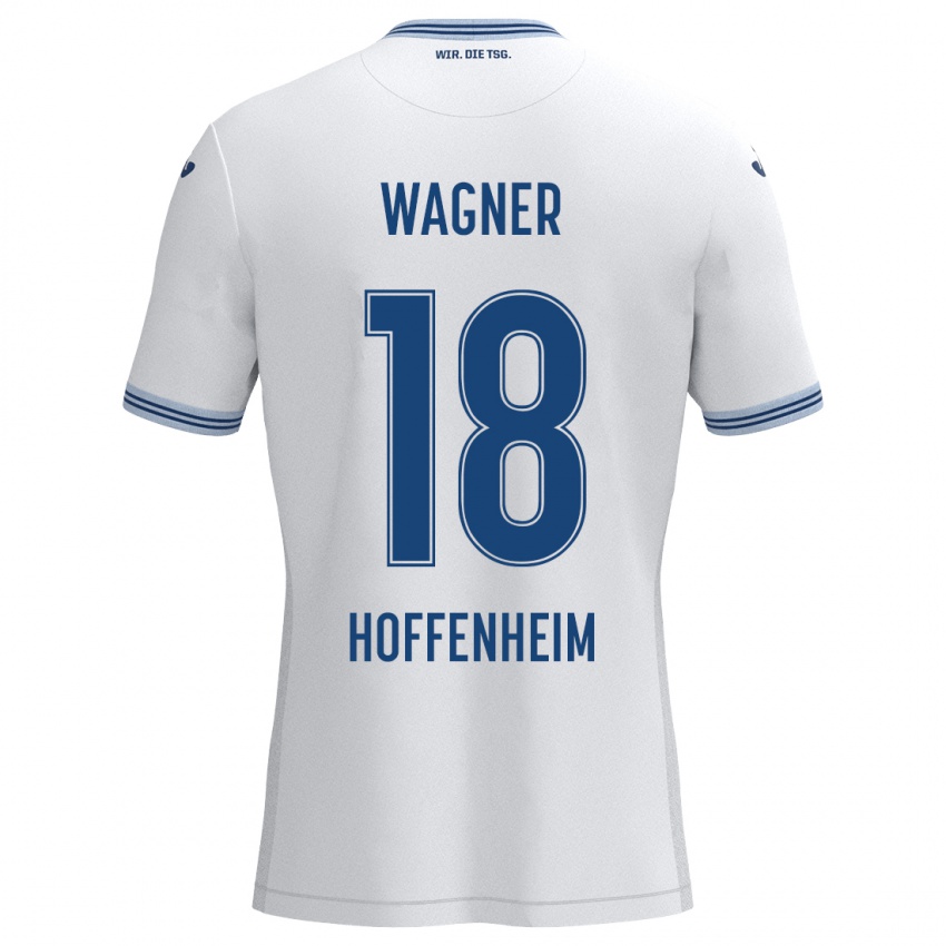 Niño Camiseta Ricardo Wagner #18 Blanco Azul 2ª Equipación 2024/25 La Camisa