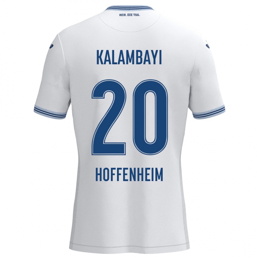 Niño Camiseta Simon Kalambayi #20 Blanco Azul 2ª Equipación 2024/25 La Camisa