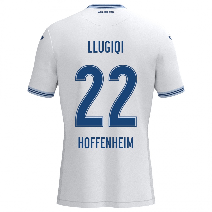 Niño Camiseta Arian Llugiqi #22 Blanco Azul 2ª Equipación 2024/25 La Camisa