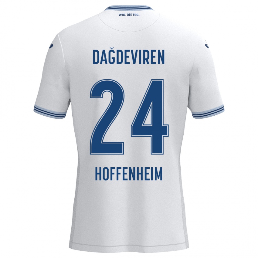 Niño Camiseta Diren Dağdeviren #24 Blanco Azul 2ª Equipación 2024/25 La Camisa