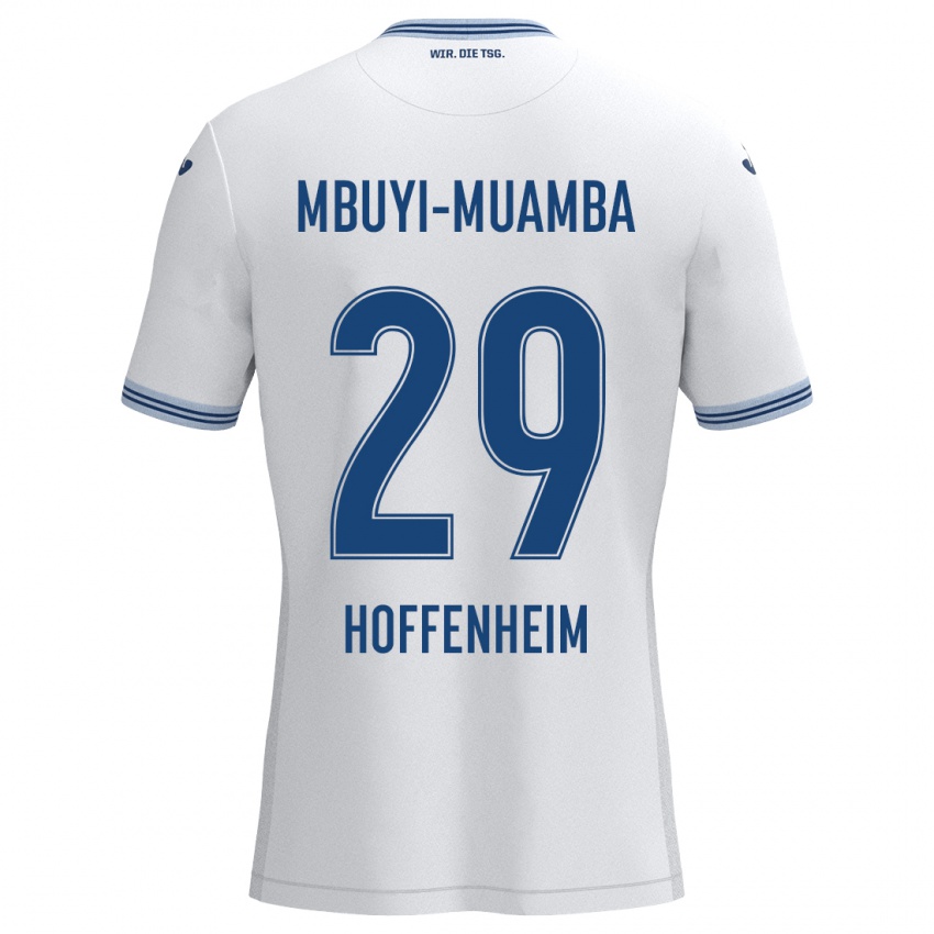 Niño Camiseta Hubert Mbuyi-Muamba #29 Blanco Azul 2ª Equipación 2024/25 La Camisa