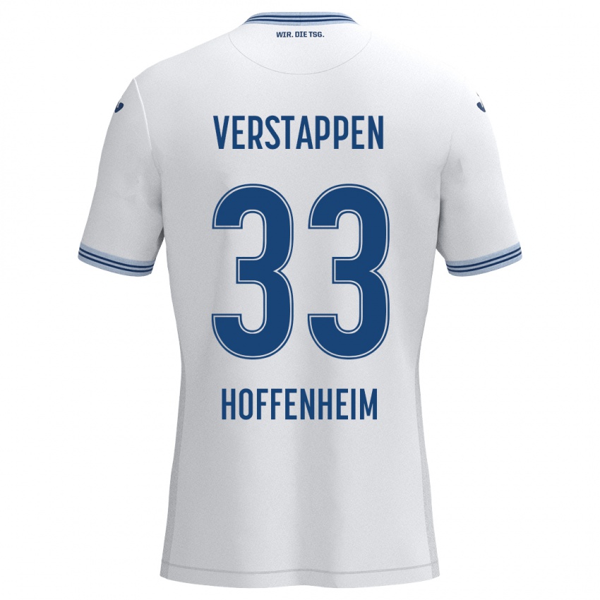 Niño Camiseta Eric Verstappen #33 Blanco Azul 2ª Equipación 2024/25 La Camisa