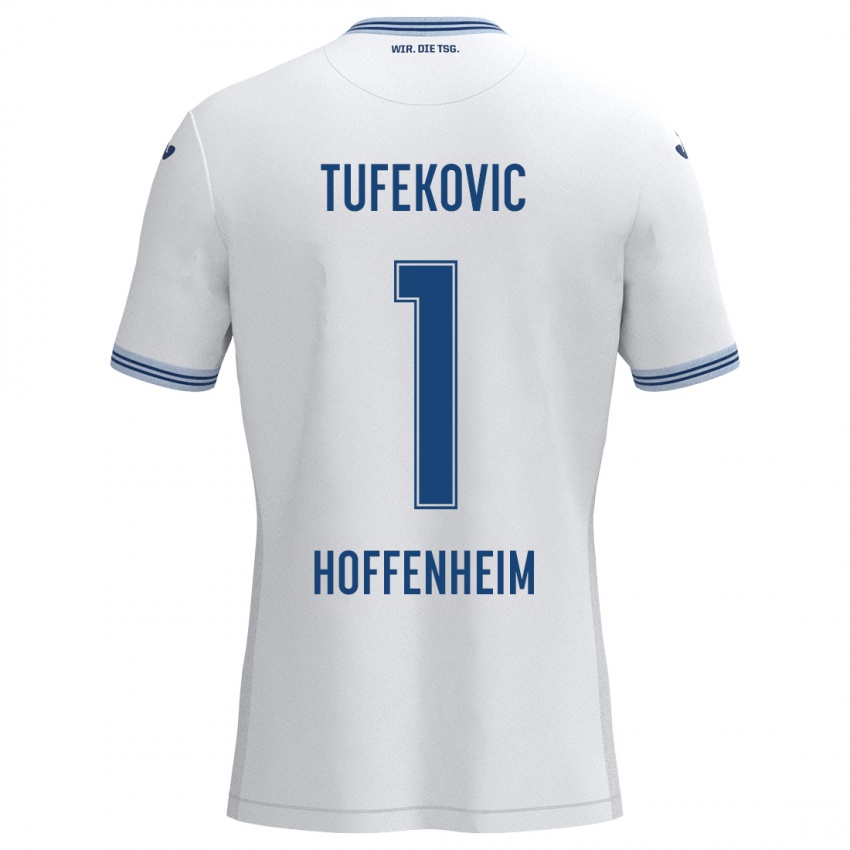 Niño Camiseta Martina Tufekovic #1 Blanco Azul 2ª Equipación 2024/25 La Camisa