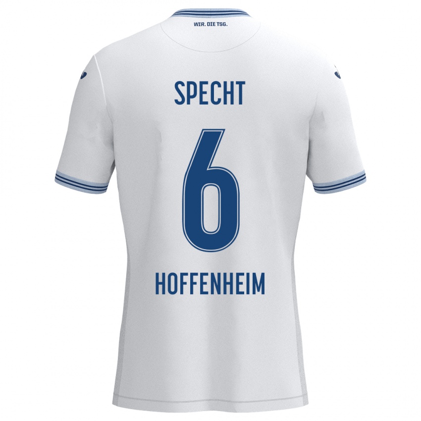 Niño Camiseta Michaela Specht #6 Blanco Azul 2ª Equipación 2024/25 La Camisa