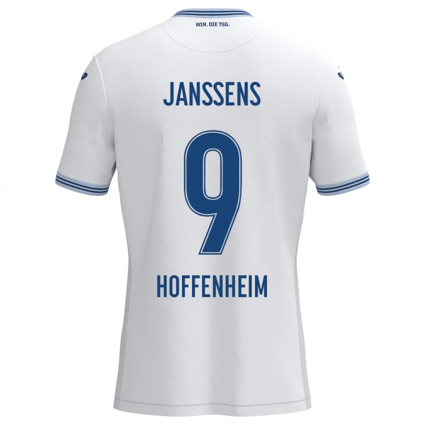 Niño Camiseta Jill Janssens #9 Blanco Azul 2ª Equipación 2024/25 La Camisa