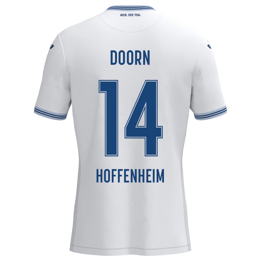 Niño Camiseta Lisa Doorn #14 Blanco Azul 2ª Equipación 2024/25 La Camisa