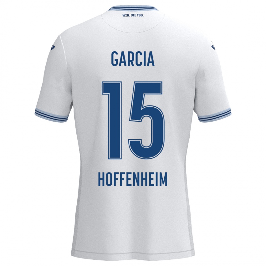 Niño Camiseta Marta Cazalla Garcia #15 Blanco Azul 2ª Equipación 2024/25 La Camisa