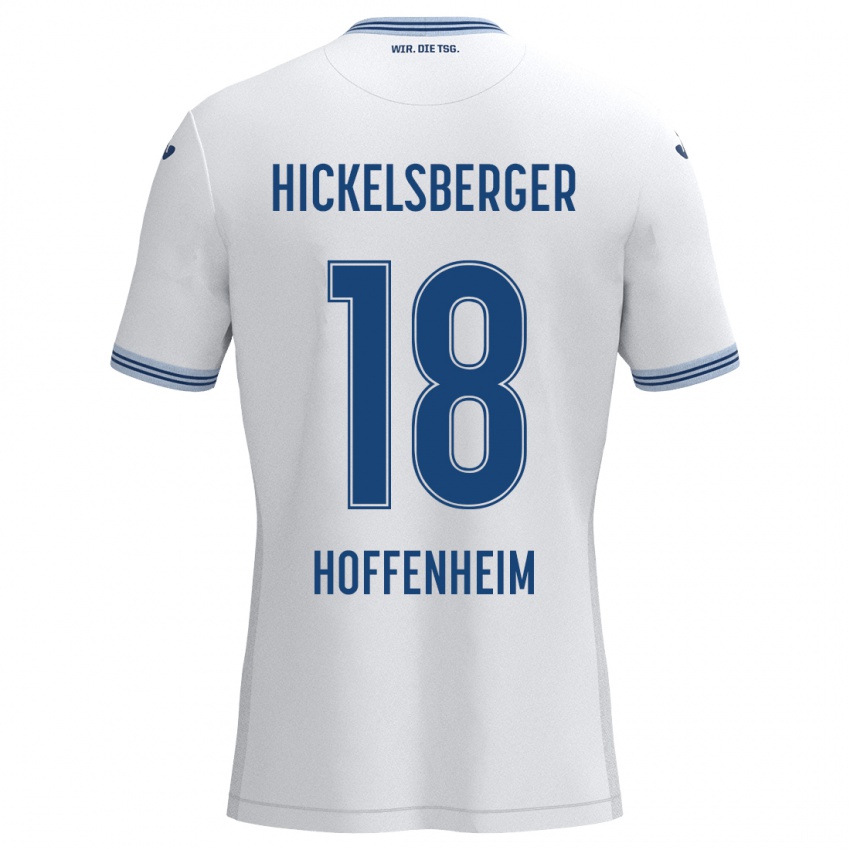 Niño Camiseta Julia Hickelsberger #18 Blanco Azul 2ª Equipación 2024/25 La Camisa