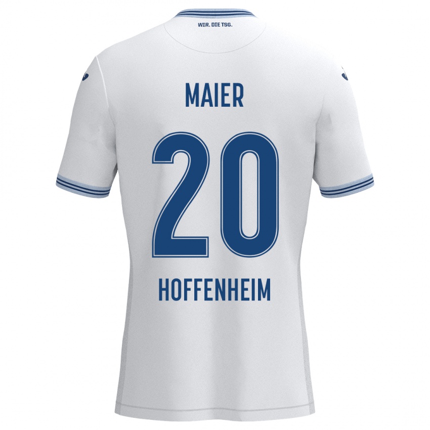 Niño Camiseta Leonie Maier #20 Blanco Azul 2ª Equipación 2024/25 La Camisa